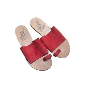 Ancient Greek Sandals Red Suede